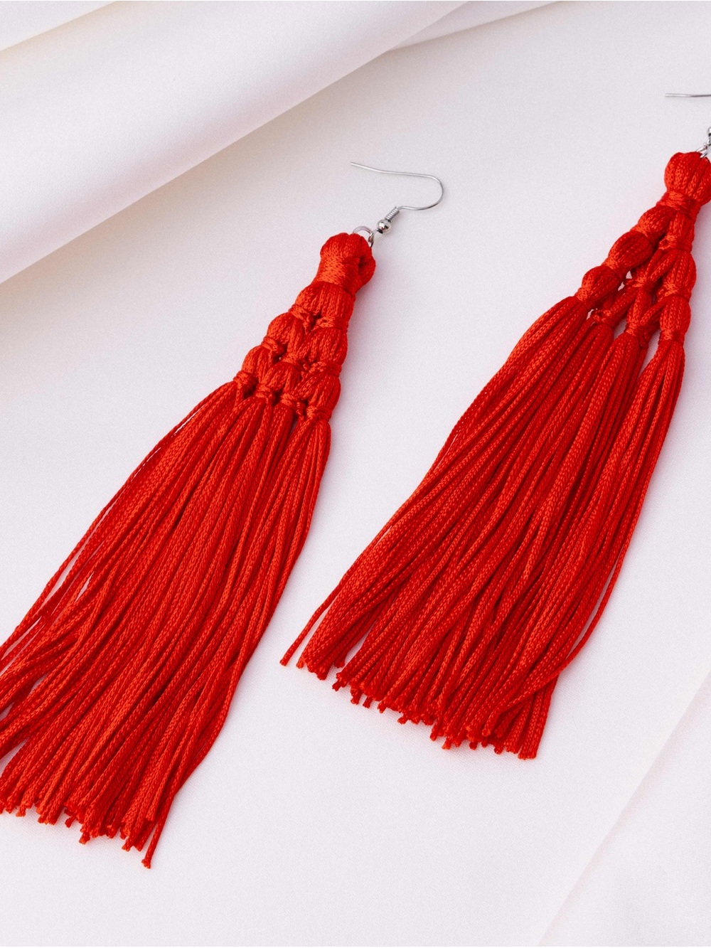Red Tassel Drop Earrings - Women Jewelry